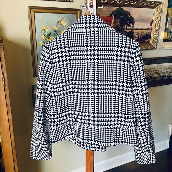 Liz Claiborne wool blend houndstooth button pea coat SZ L white black - Picture 7 of 8